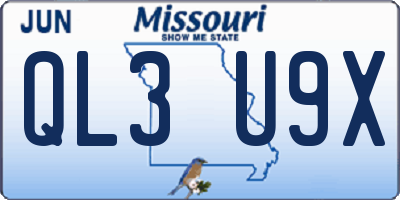 MO license plate QL3U9X