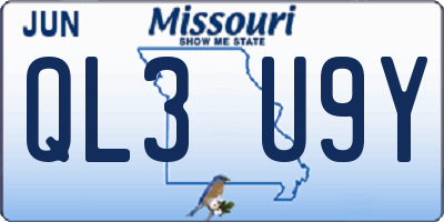 MO license plate QL3U9Y