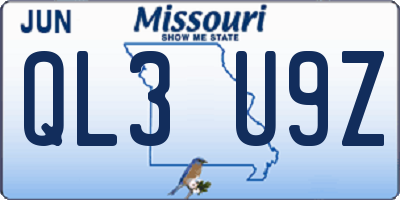 MO license plate QL3U9Z
