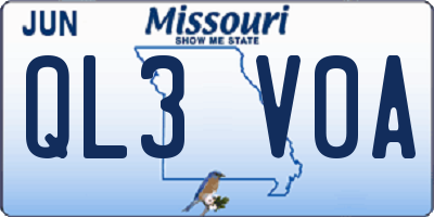 MO license plate QL3V0A