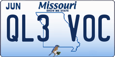 MO license plate QL3V0C