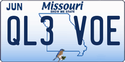 MO license plate QL3V0E