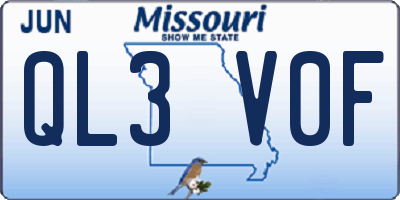 MO license plate QL3V0F
