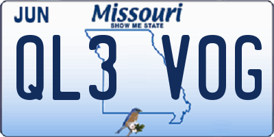 MO license plate QL3V0G