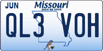 MO license plate QL3V0H