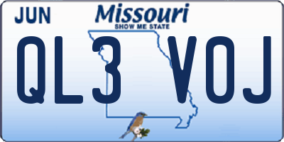 MO license plate QL3V0J