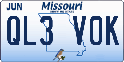 MO license plate QL3V0K