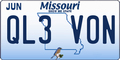 MO license plate QL3V0N