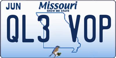 MO license plate QL3V0P