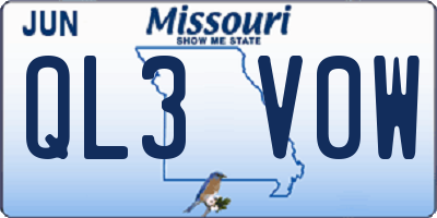 MO license plate QL3V0W