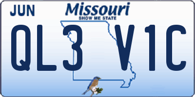 MO license plate QL3V1C