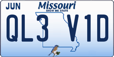 MO license plate QL3V1D
