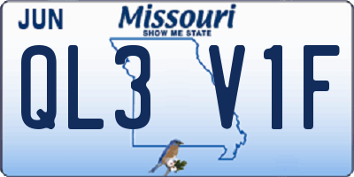 MO license plate QL3V1F