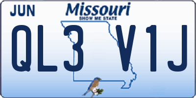 MO license plate QL3V1J