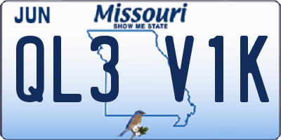 MO license plate QL3V1K