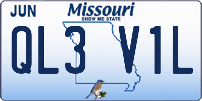 MO license plate QL3V1L