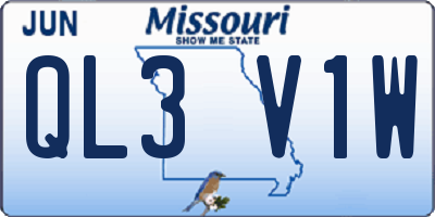 MO license plate QL3V1W