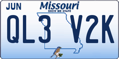 MO license plate QL3V2K