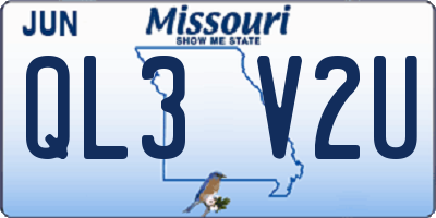 MO license plate QL3V2U