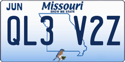 MO license plate QL3V2Z