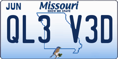MO license plate QL3V3D