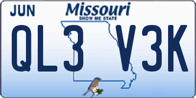 MO license plate QL3V3K