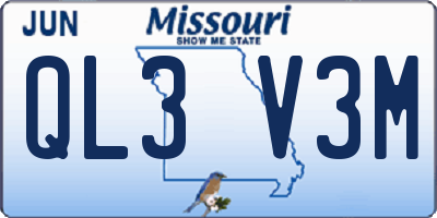 MO license plate QL3V3M