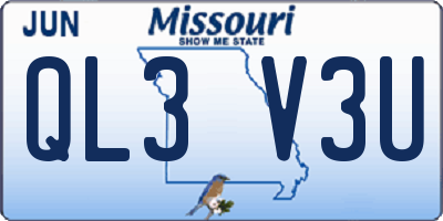 MO license plate QL3V3U