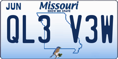 MO license plate QL3V3W