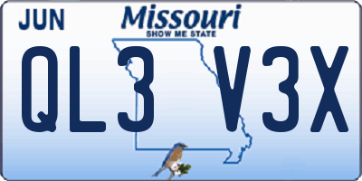 MO license plate QL3V3X