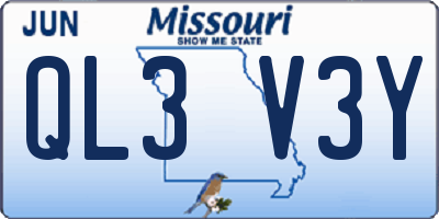 MO license plate QL3V3Y
