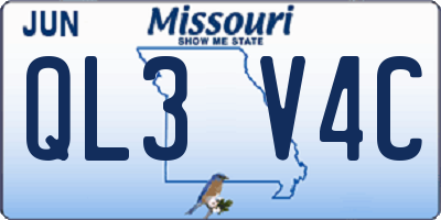 MO license plate QL3V4C