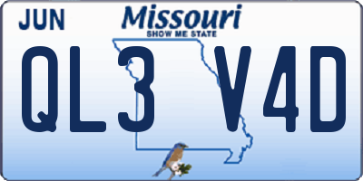 MO license plate QL3V4D