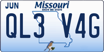MO license plate QL3V4G