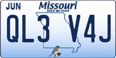 MO license plate QL3V4J