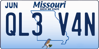 MO license plate QL3V4N