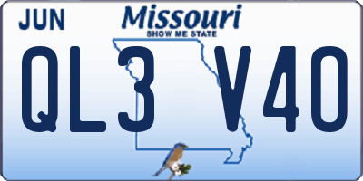 MO license plate QL3V4O