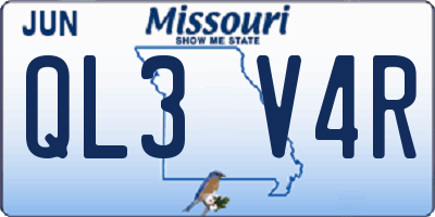 MO license plate QL3V4R