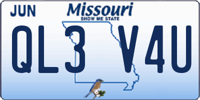 MO license plate QL3V4U