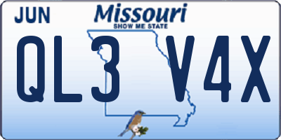 MO license plate QL3V4X