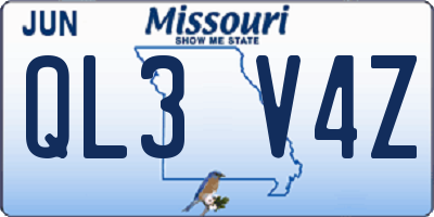 MO license plate QL3V4Z