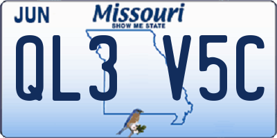 MO license plate QL3V5C