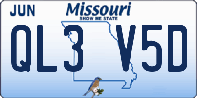 MO license plate QL3V5D