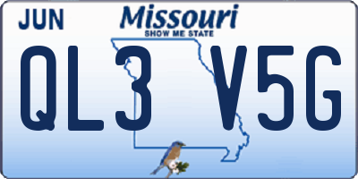 MO license plate QL3V5G