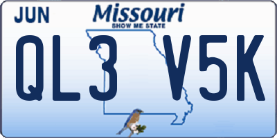 MO license plate QL3V5K