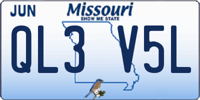 MO license plate QL3V5L