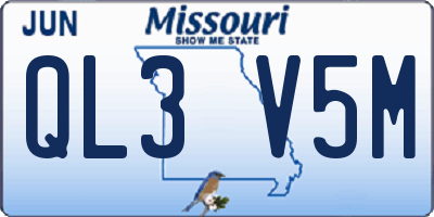 MO license plate QL3V5M