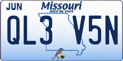 MO license plate QL3V5N