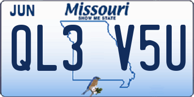 MO license plate QL3V5U