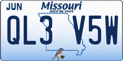MO license plate QL3V5W